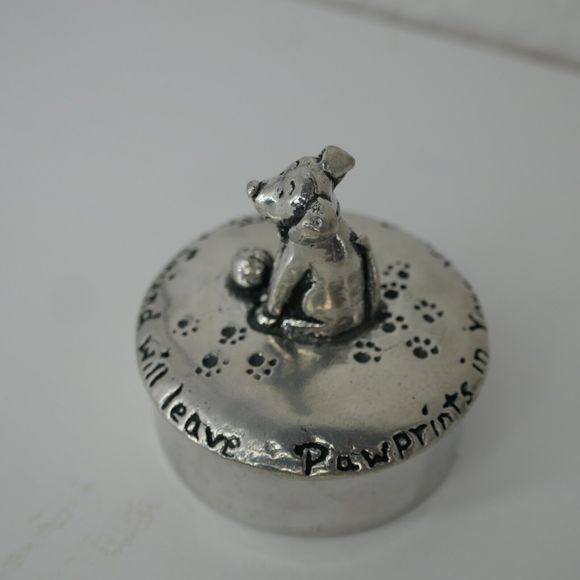 Pawprints on Your Heart Puppy Dog Keepsake Trinket Wish Box Pewter Basic Edition - Picture 6 of 10